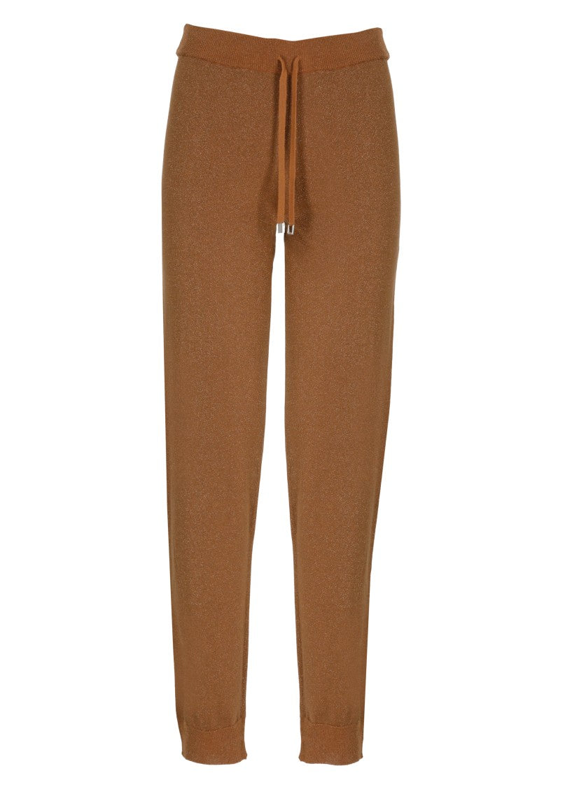 Kangra Brown Cotton Lurex Straight-Leg Pants