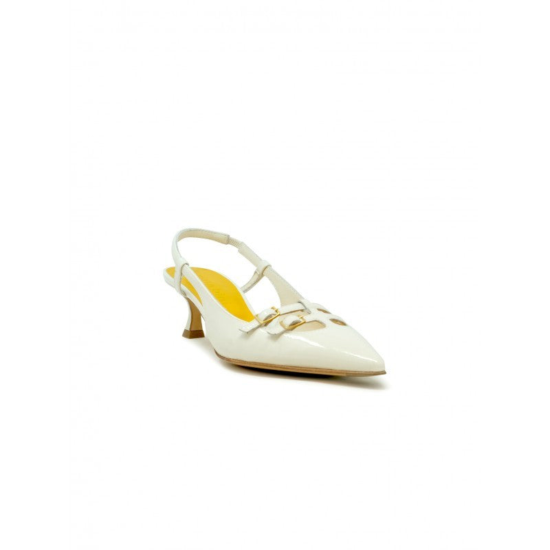 Mara Bini U307s White Leather Naomi Slingback Pumps