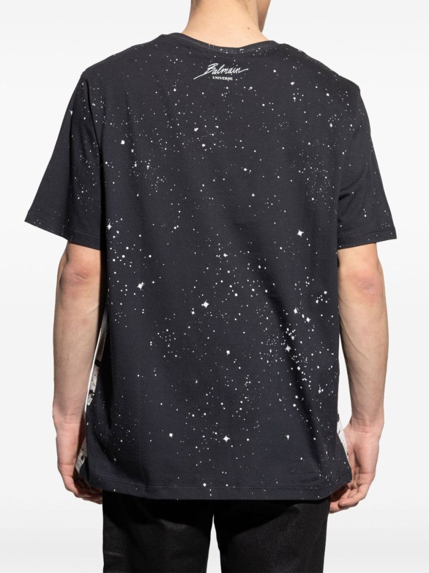 Balmain Black Space Graphic Cotton T-Shirt