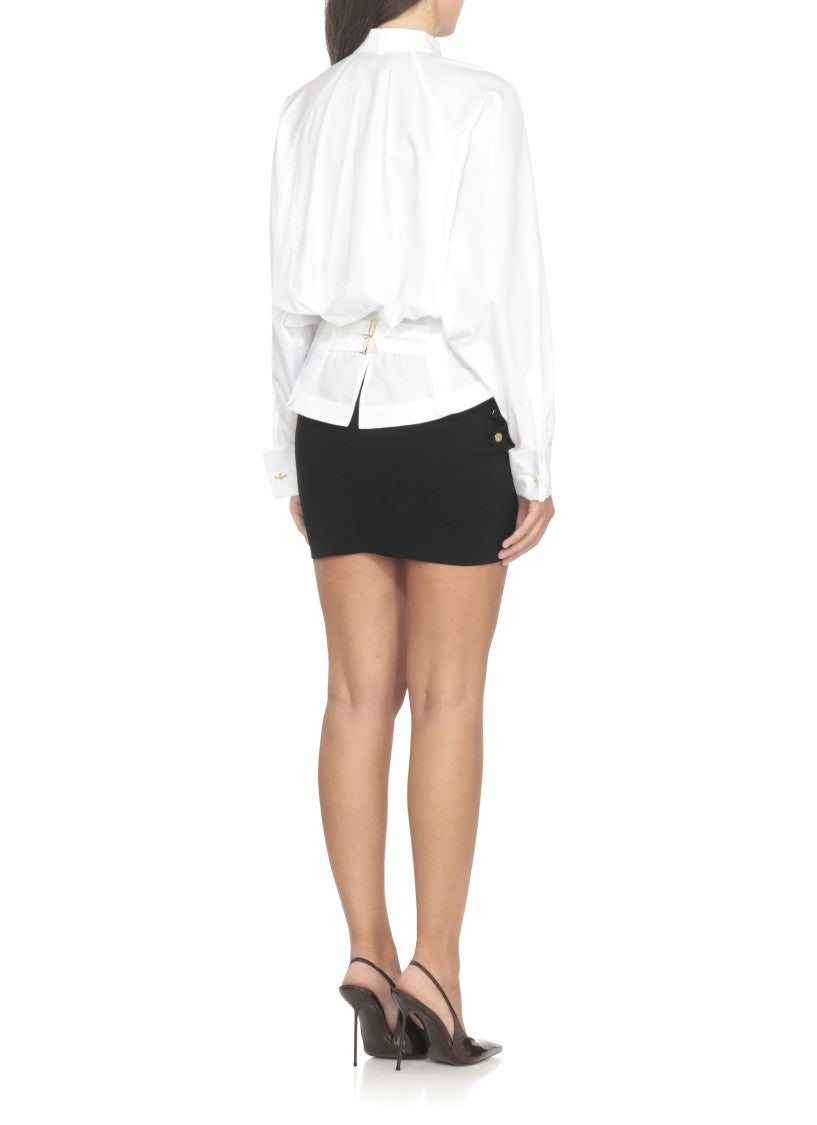 Elisabetta Franchi Crisp White Cotton Shirt With Tailored Silhouette