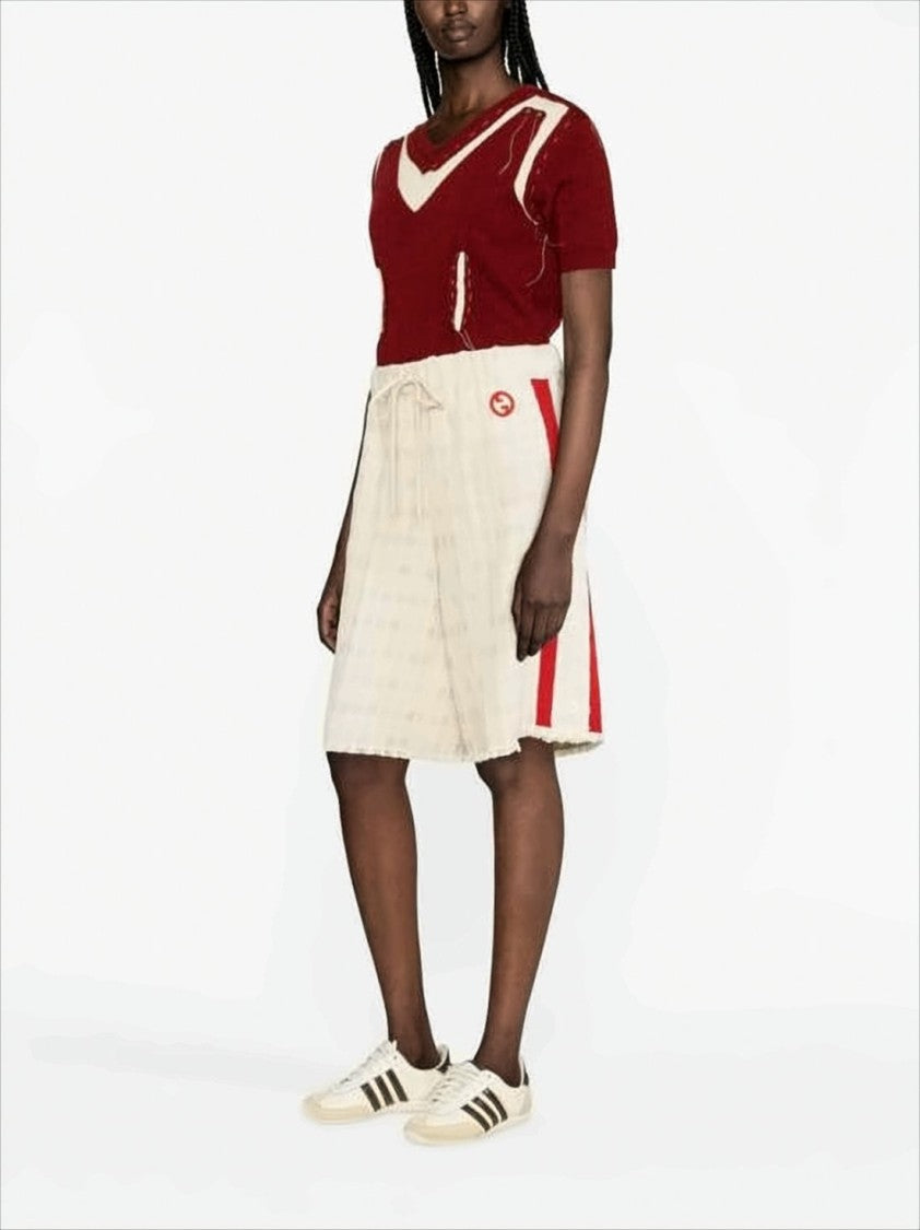 Gucci Textured Cotton-Blend Shorts With Frayed Hem