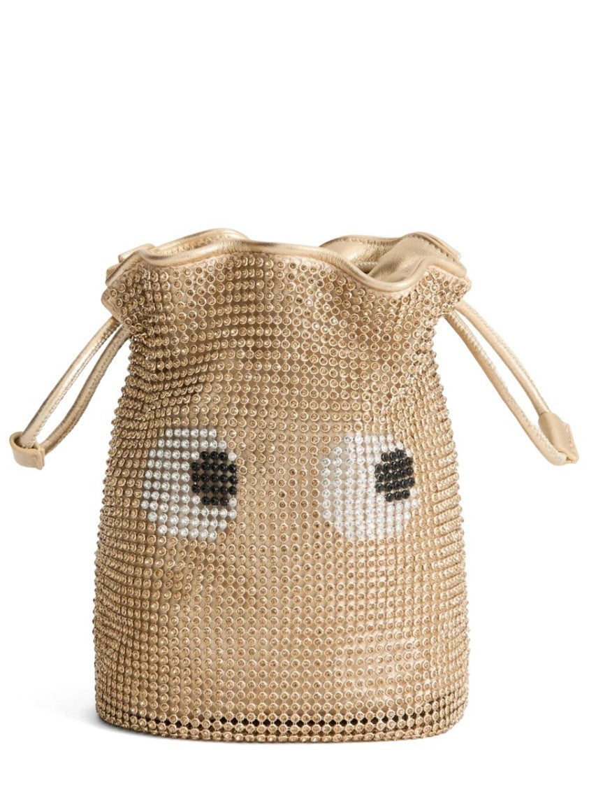 Anya Hindmarch Eyes Whimsical Drawstring Embellished Leather Shoulder Bag