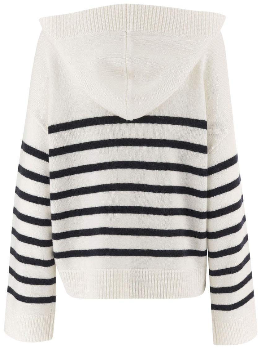 Allude Hooded Cashmere And Wool Knit Sweater