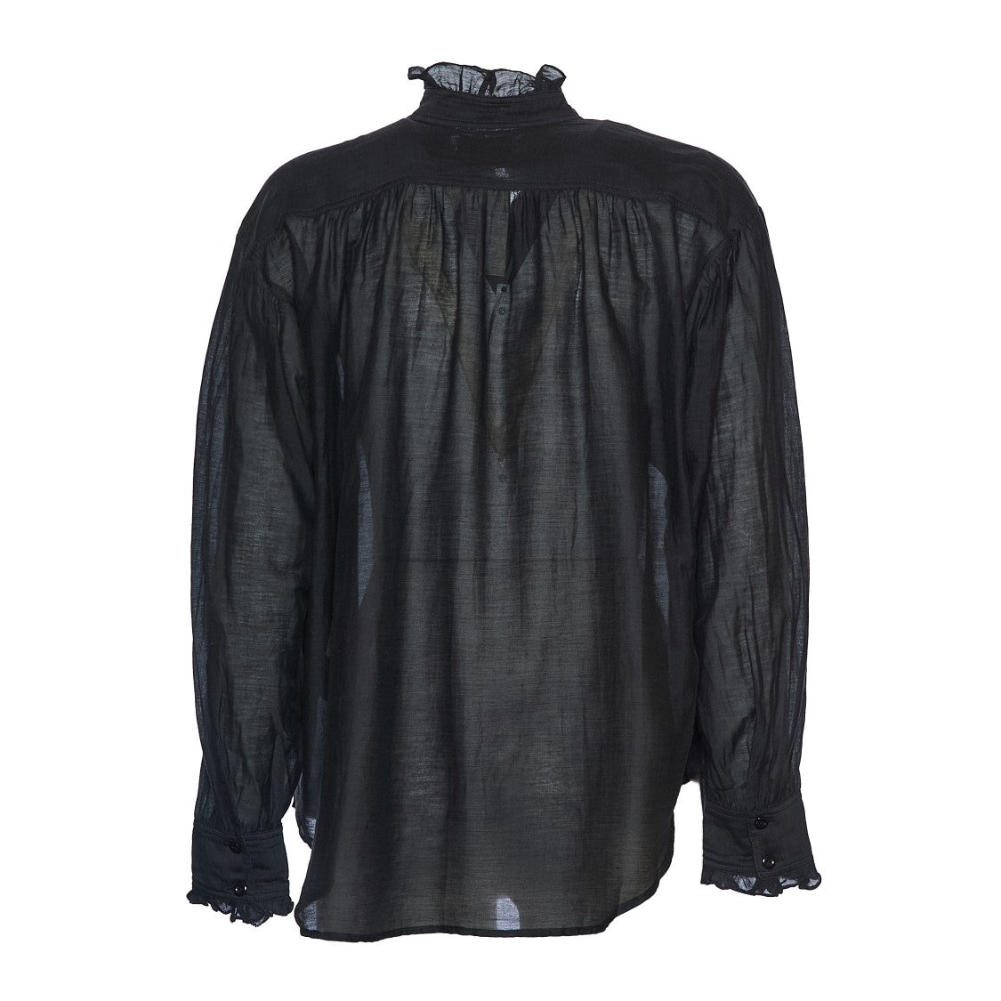Isabel Marant Cotton Voile Top With Ruffled Collar