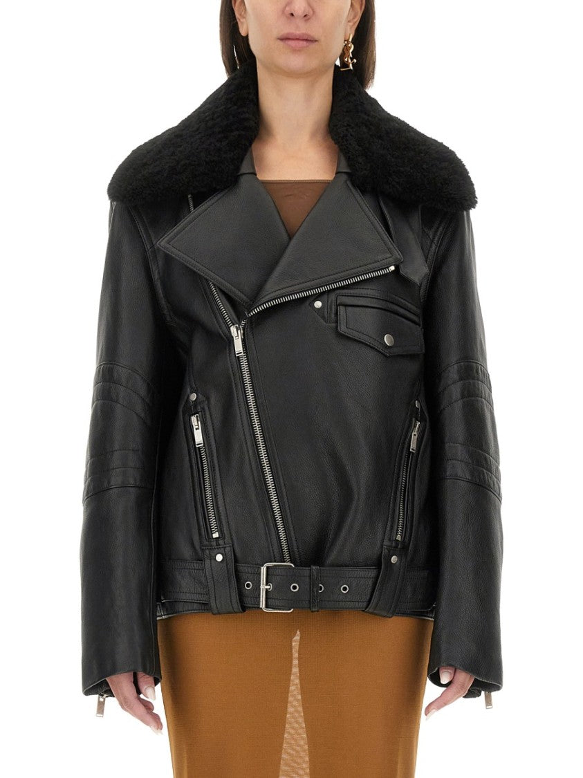 Saint Laurent Asymmetrical Zip Leather Biker Jacket