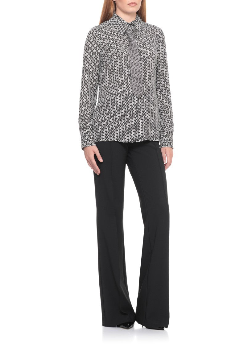Elisabetta Franchi Geometric Print Viscose Shirt With Classic Collar
