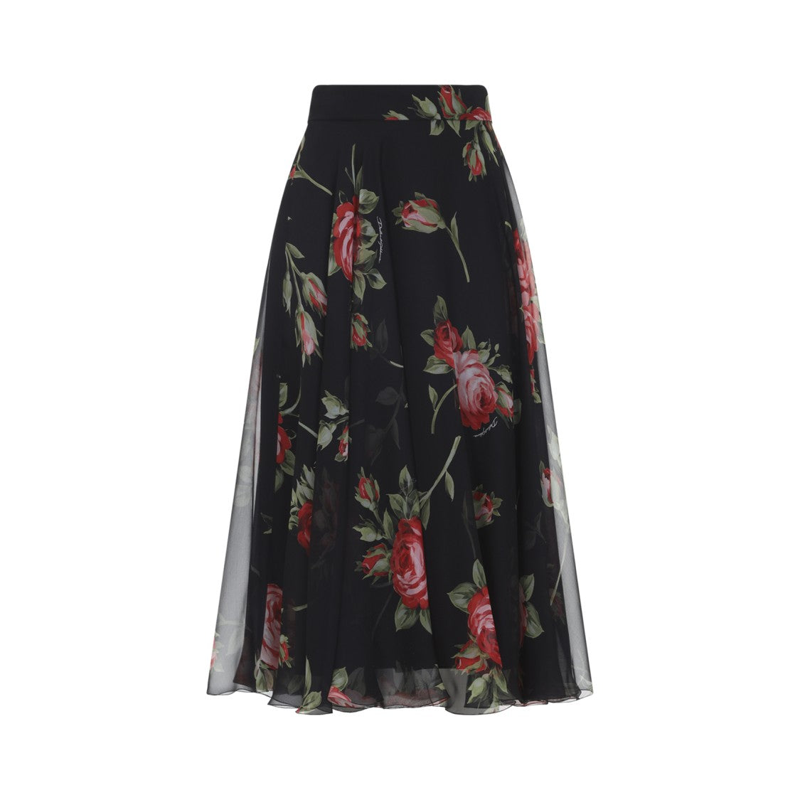 Dolce & Gabbana Black Silk Midi Skirt