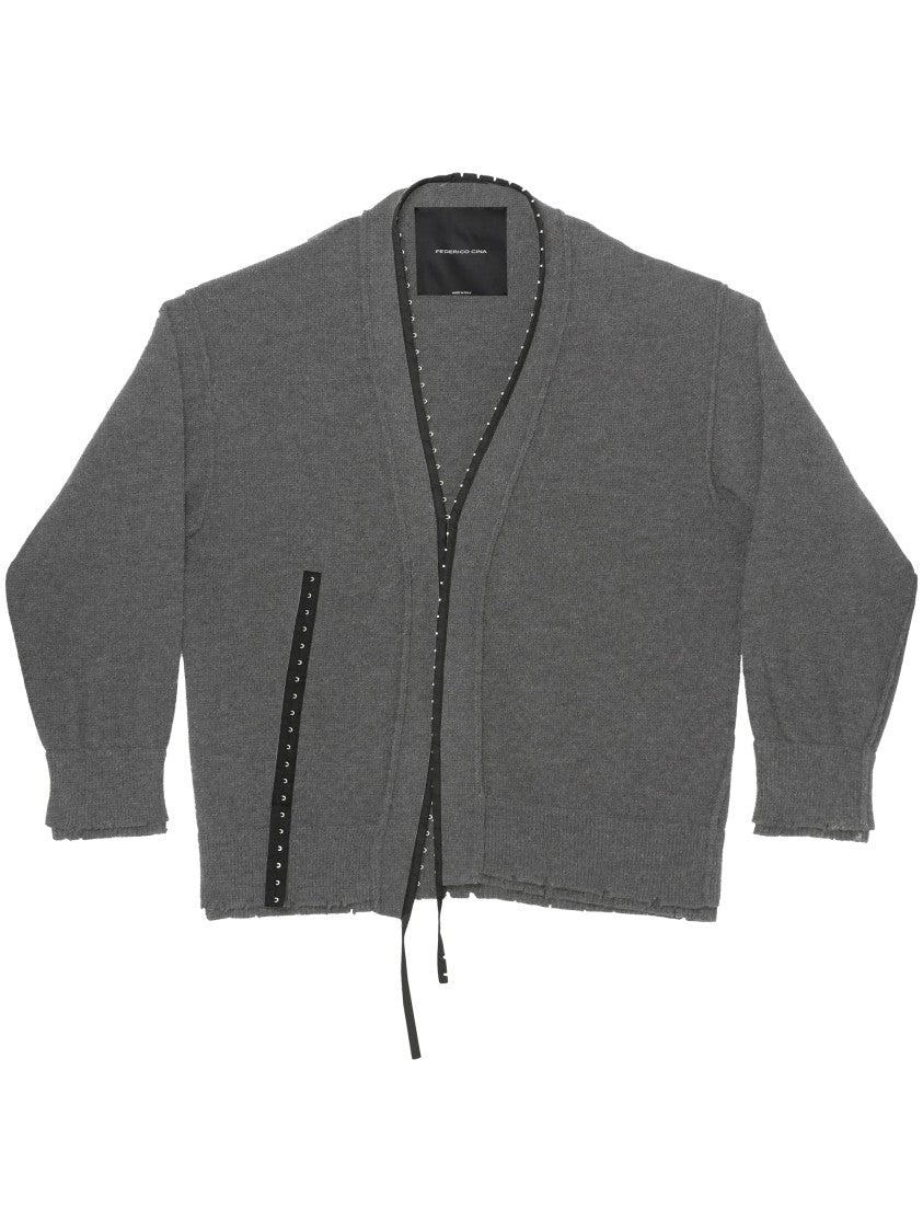 Federico Cina Distressed Button-Down Cardigan With Vintage Appeal