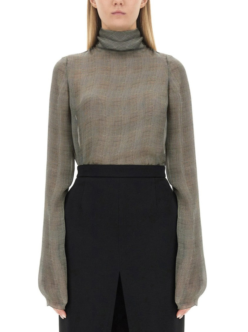 Saint Laurent Silk Charmeuse Turtleneck Blouse