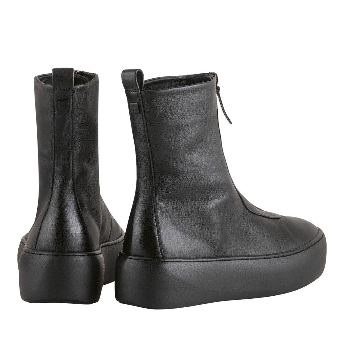 Högl Black Dylan Smooth Leather Front Zipper Wedge Ankle Boots