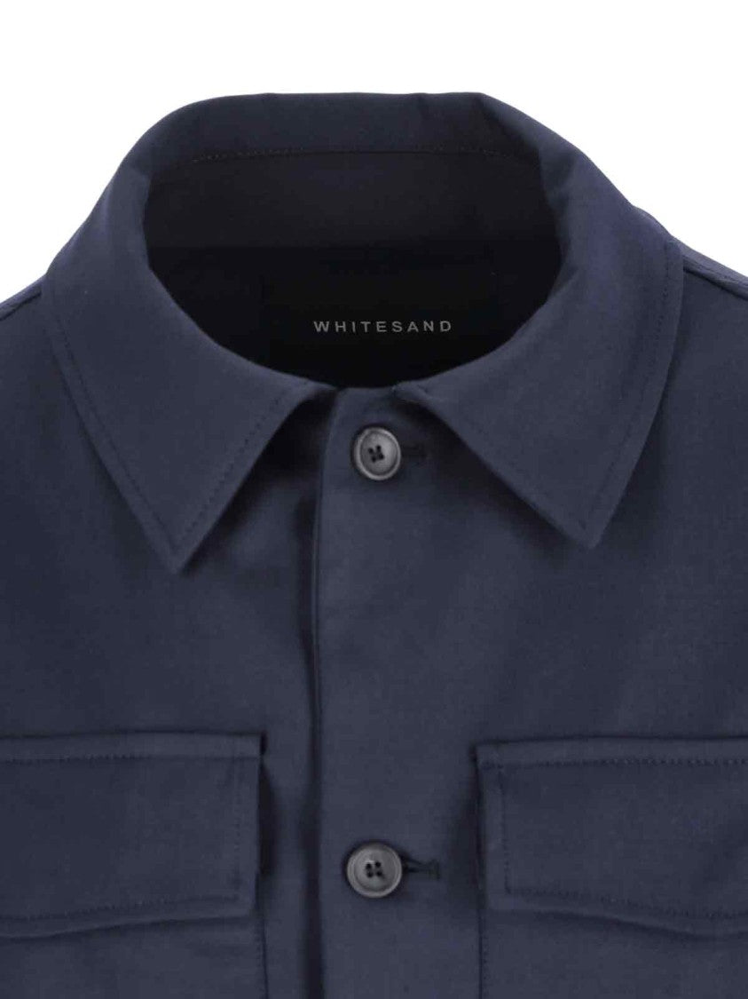 White Sand Wool-Blend Shirt – Navy