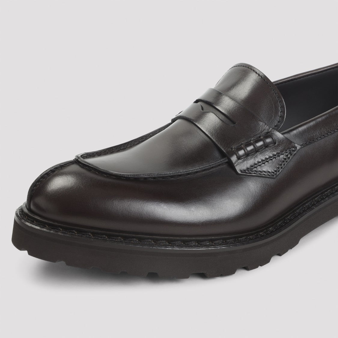 Canali Brown Leather College With Pennypack And Eva Sole Loafers