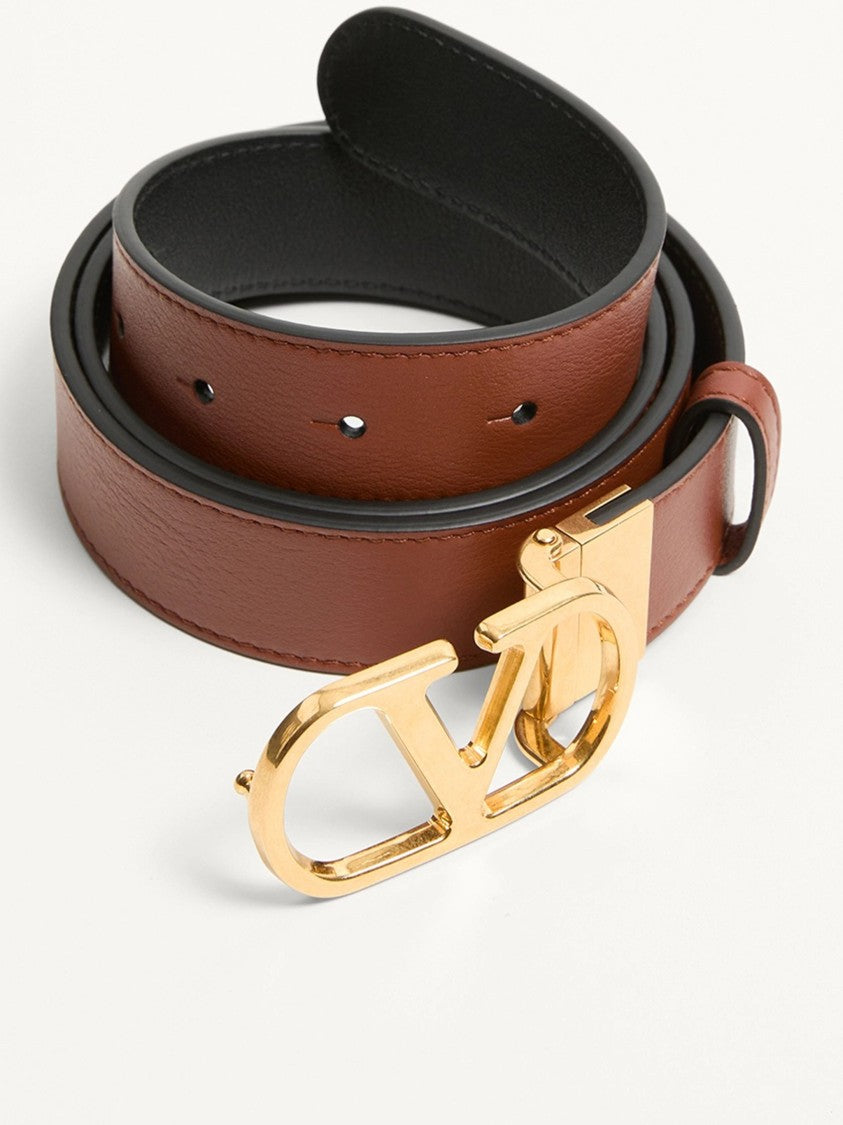 Valentino Brown/Black Reversible Vlogo Signature Leather Belt