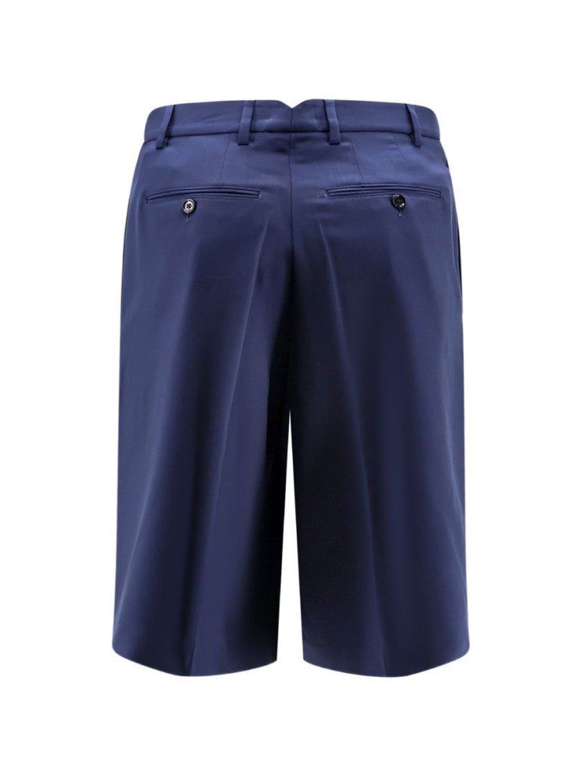Ami Paris Tailored Navy Shorts With Front Pleats