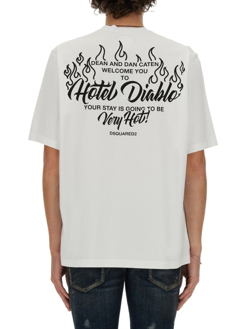 Dsquared2 Graphic Print Relaxed Fit Cotton T-Shirt
