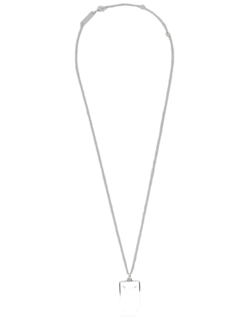 Maison Margiela Rectangular Pendant Necklace With Fine Chain And Polished Finish