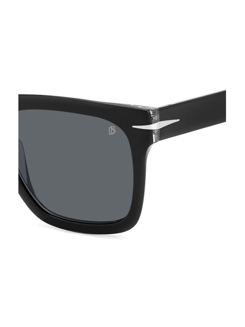 David Beckham Bold Square Frame Acetate Sunglasses With Metallic Accents