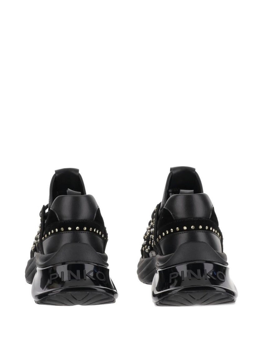 Pinko Sole Black Sneakers With Textured Accents