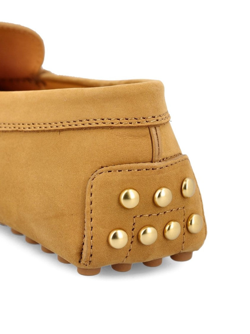 Tod's Brown Calfskin Studded Knot Detail Flats