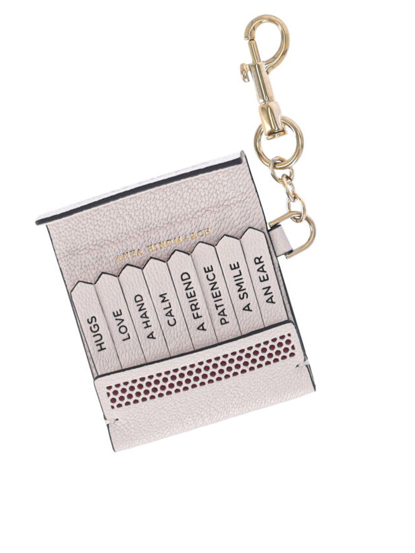Anya Hindmarch Playful Textured White Leather Matchbook Keychain