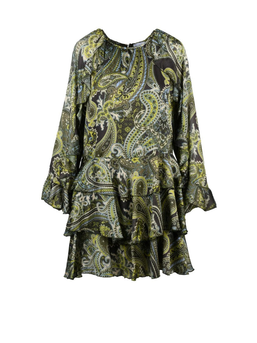 Marella Intricate Paisley Short Dress With Flared Sleeves