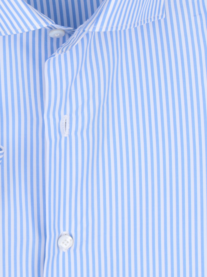 Finamore Long-Sleeve Light Blue Stripe Formal Shirt