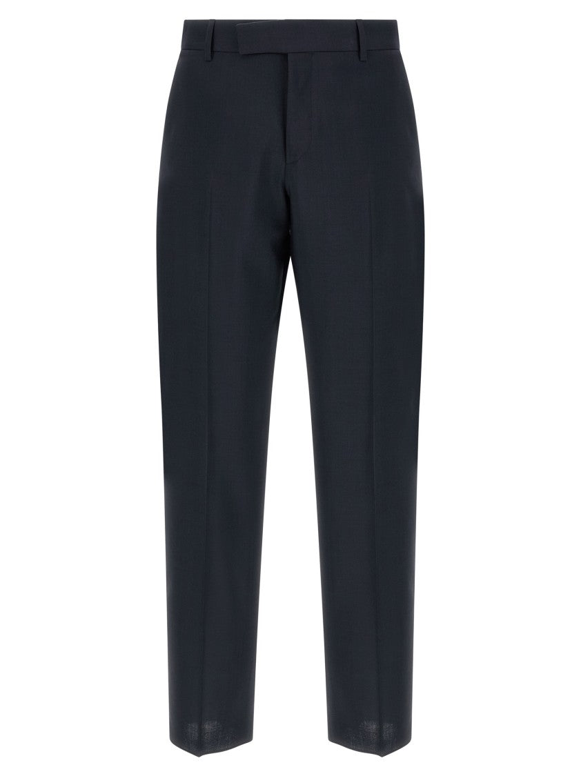 Fendi Refined Wool Canvas Tailored Trousers With Stretched Pleat