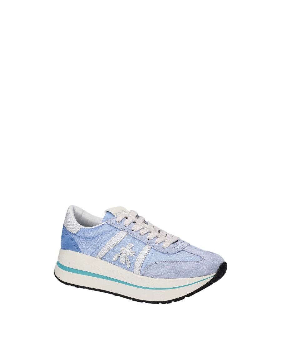 Premiata Light Blue Suede Mesh Accents Sneakers