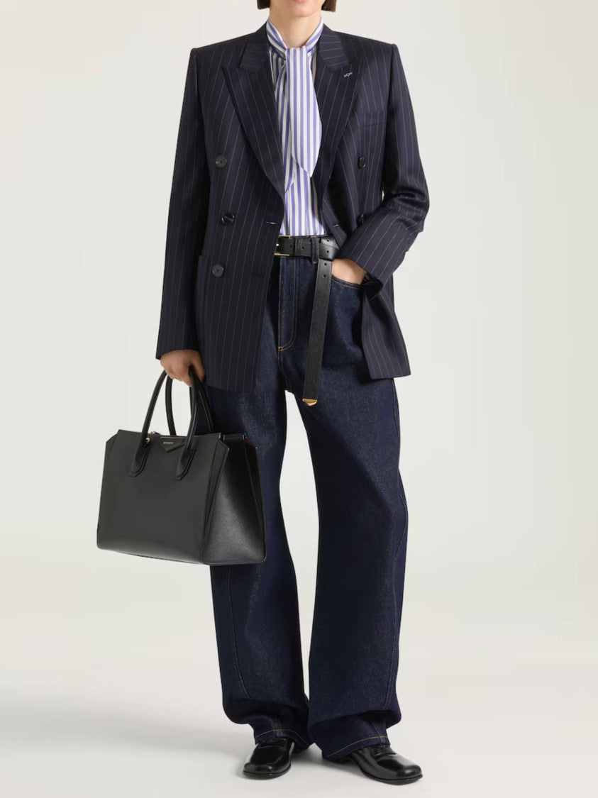 Givenchy Double-Breasted Wool Jacket With Classic Pinstripe Pattern