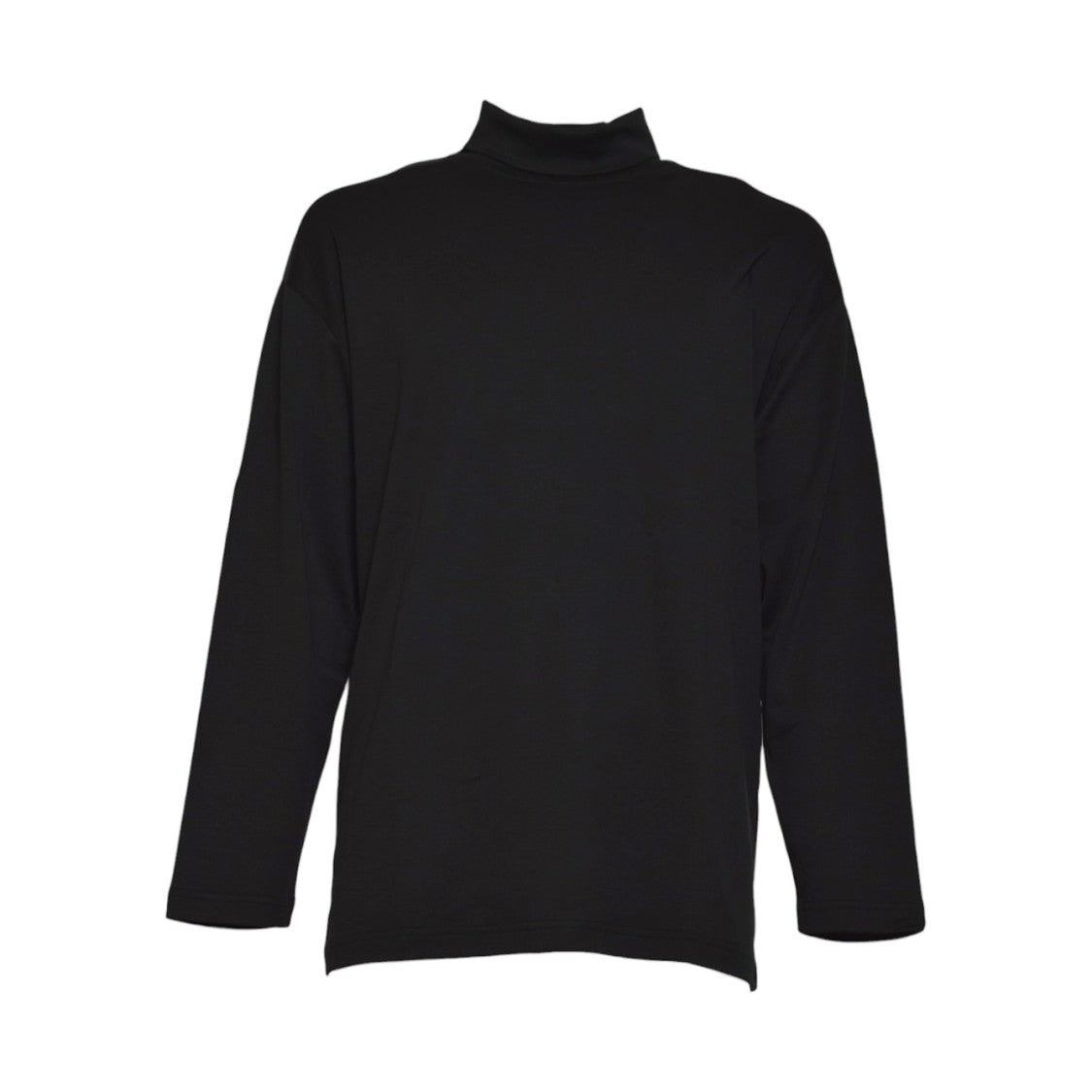 Lemaire Long-Sleeved Black Top With High Neckline And Relaxed Fit