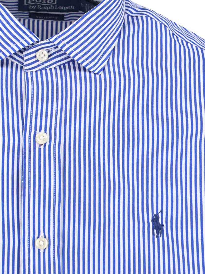 Polo Ralph Lauren Blue And White Striped Button-Down Shirt With Embroidered Logo