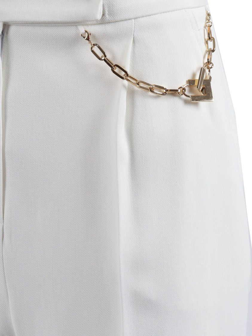 Elisabetta Franchi White Tailored Gold Chain Shorts