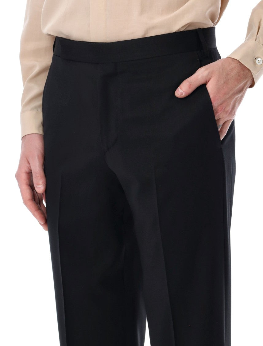 Lardini Crepe Gabardine Tailored Black Trousers