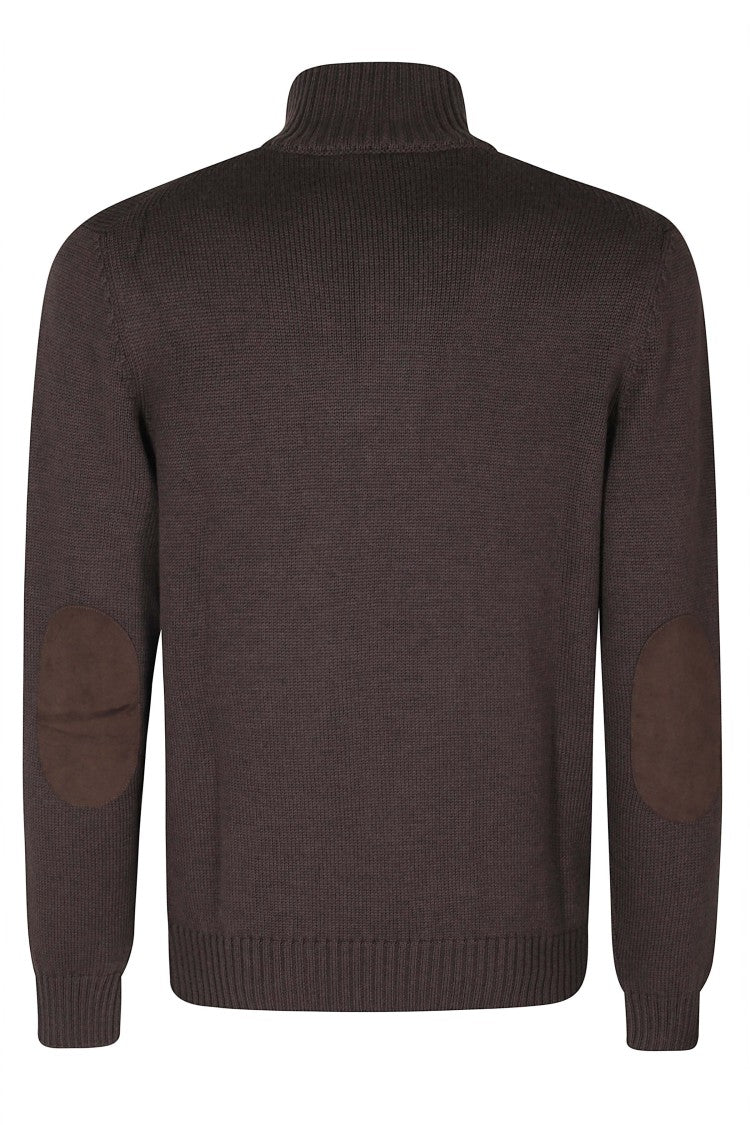 Fay Brown Hook Turtleneck Wool Sweater