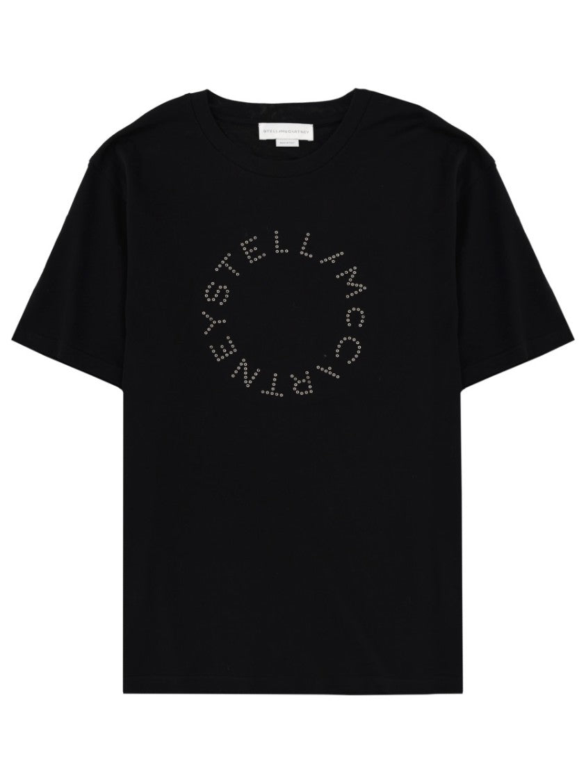 Stella Mccartney White Studded Circular Logo Cotton T-Shirt