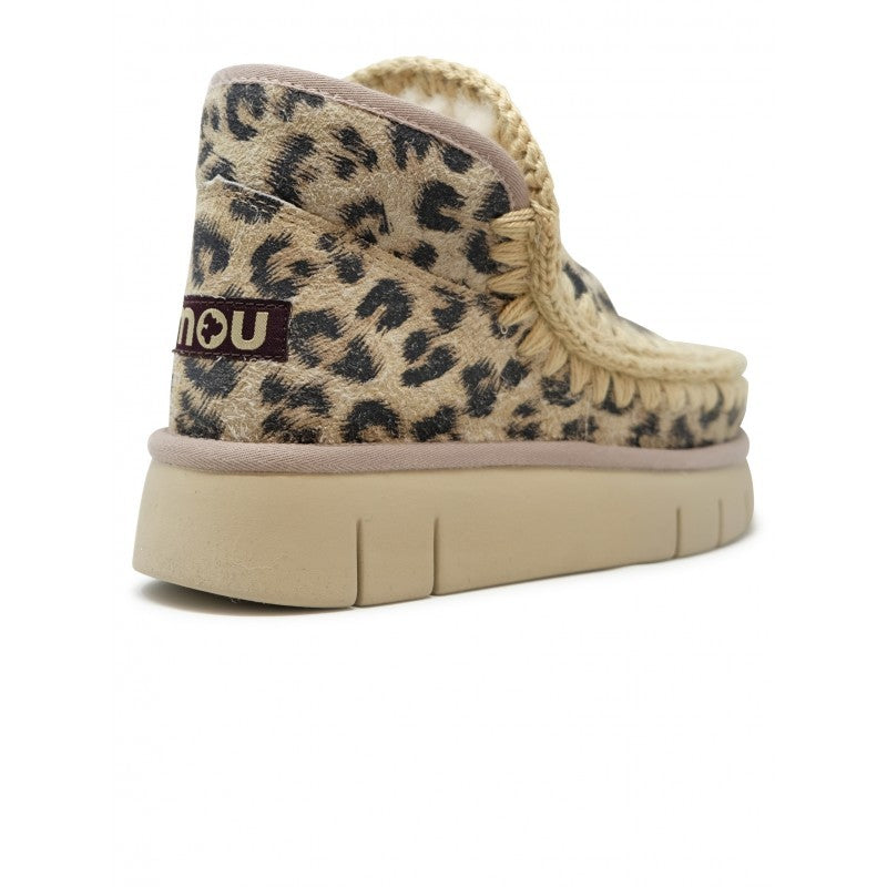 Mou Bounce Sneakers Hairy Cow Suede Leopard Brandy