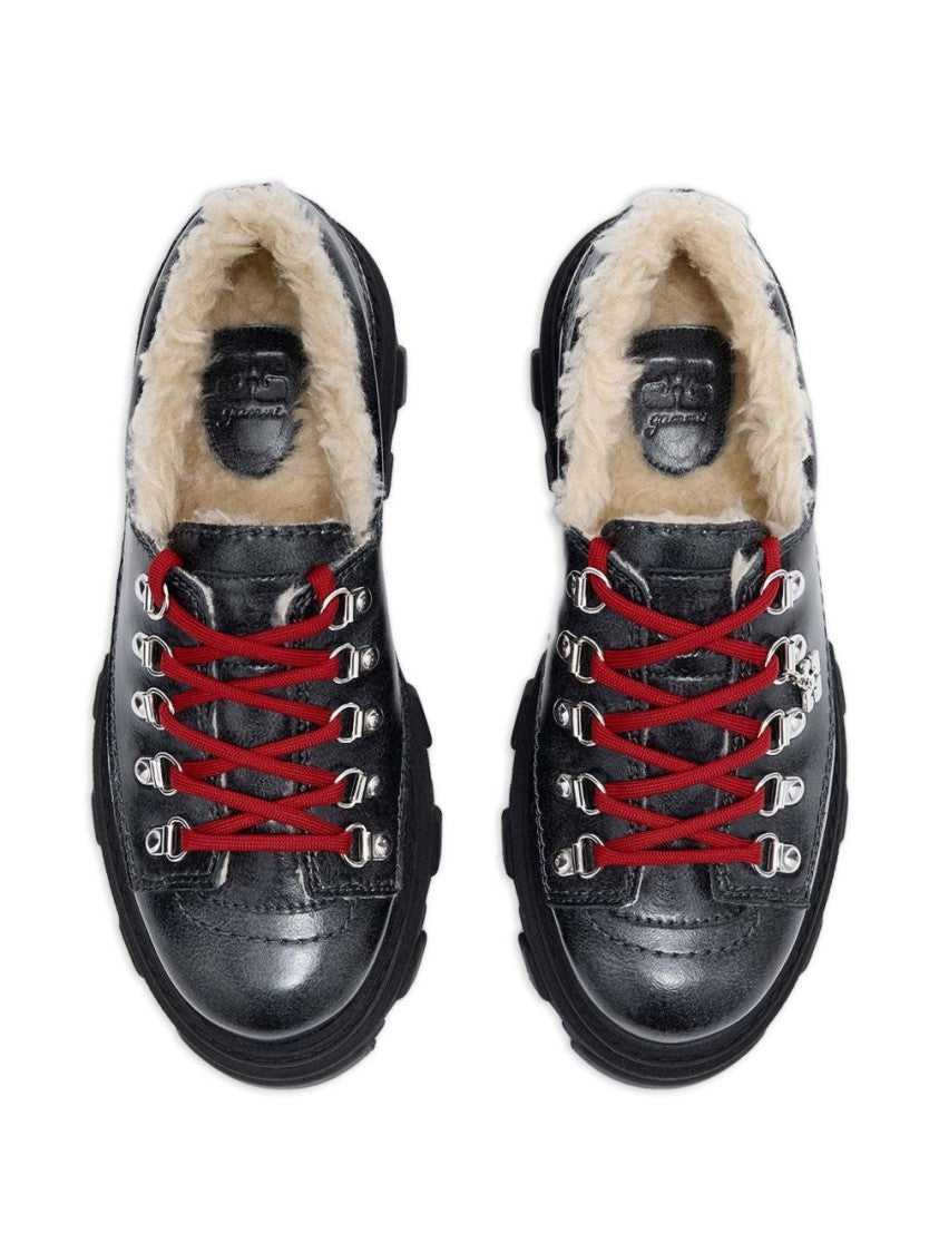 Ganni Black Boots With Rugged Lug Sole