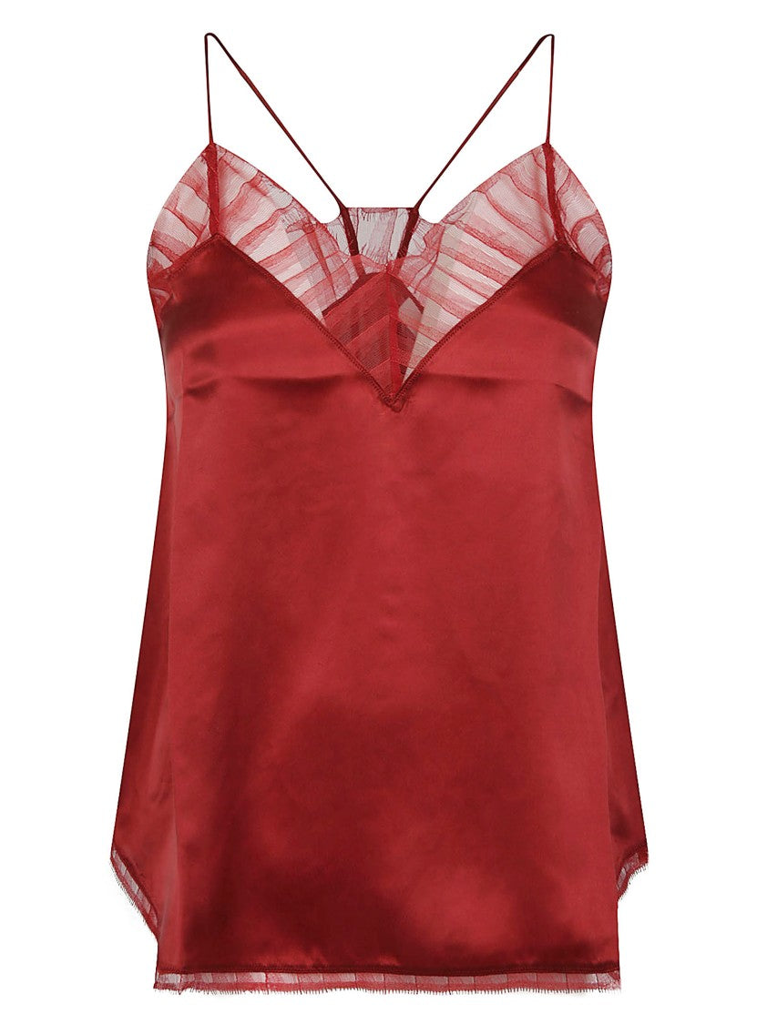 Iro Red Polyamide Mesh Tank Top