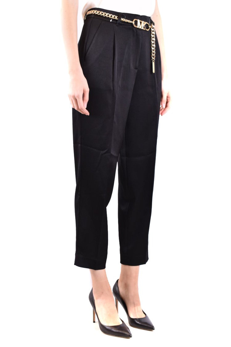 Michael Kors Black Tailored Pleated Chain Belt Trousers