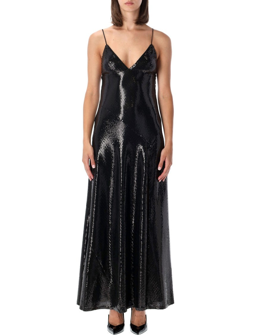 Alberta Ferretti Sequined Jersey Slit Maxi Dress