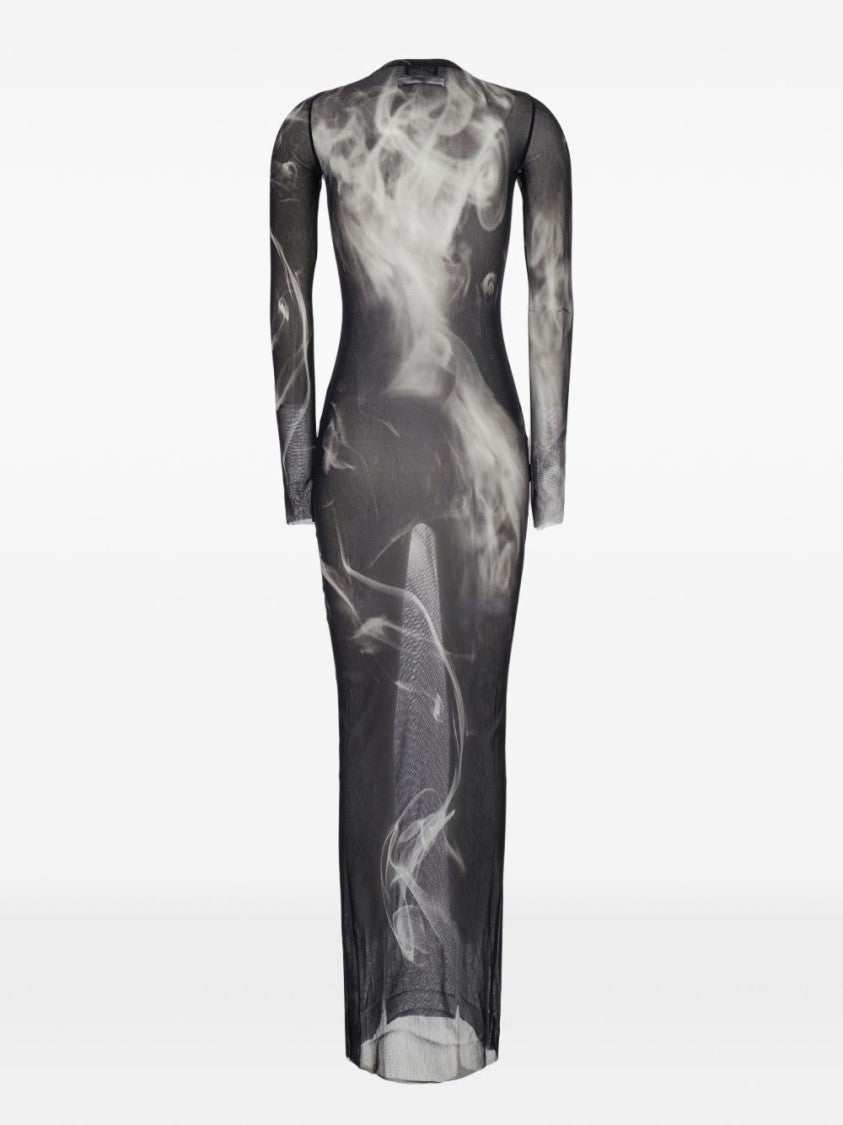 Jean Paul Gaultier Sheer Artistic Print Body-Hugging Dress