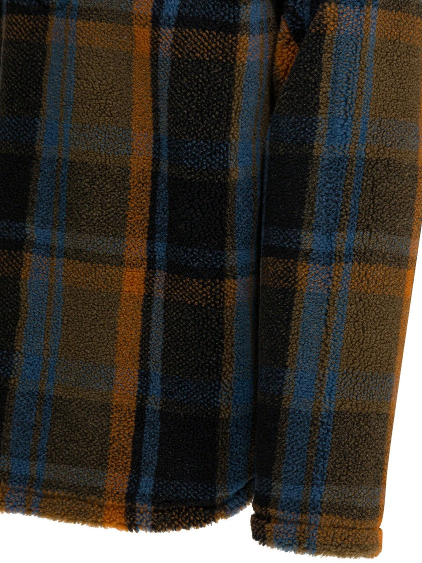 Human Made Textured Knitwear With Plaid Pattern And Script Design