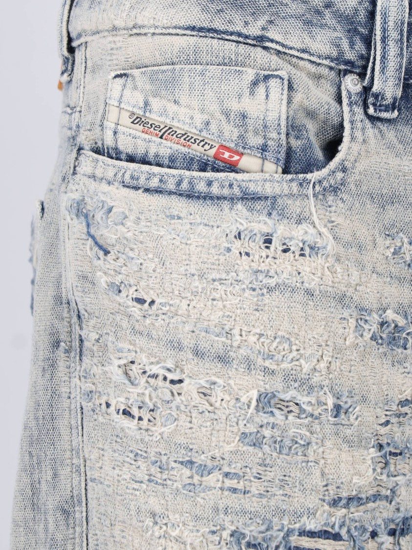 Diesel Light Wash Distressed Straight-Leg Jeans
