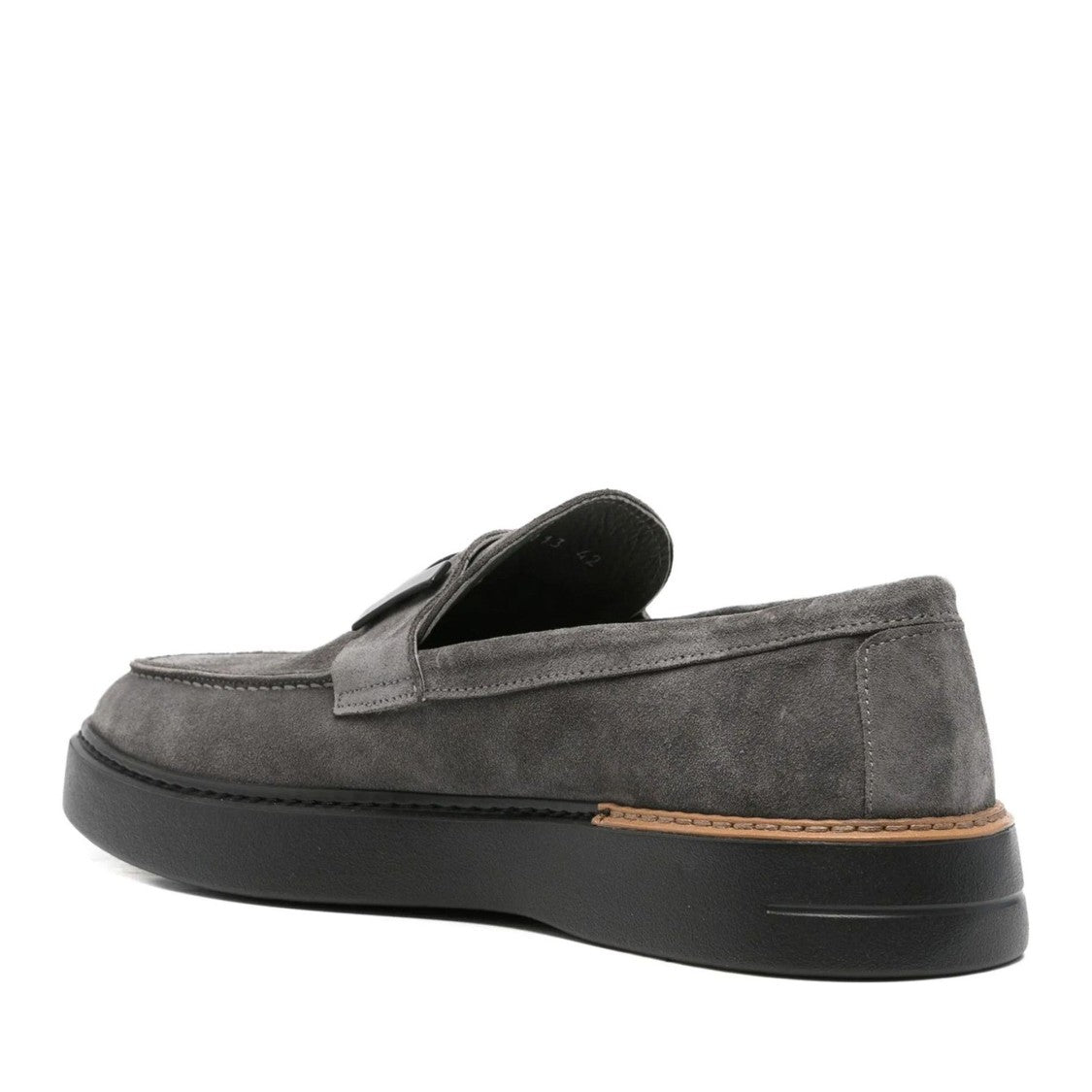 John Harrison Gray Suede Decorative Strap Loafers