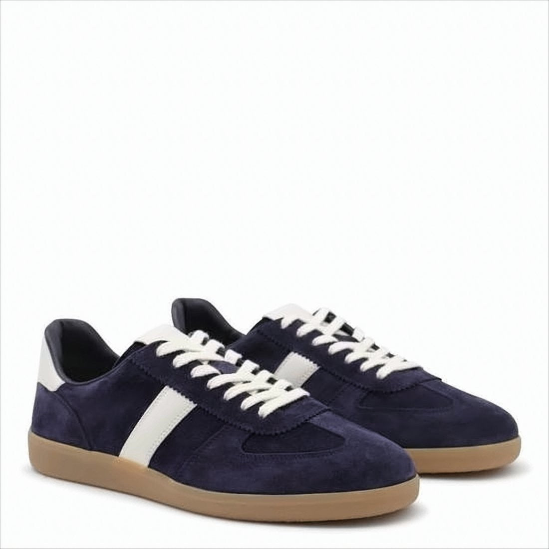 Tom Ford Navy Suede Sneakers With White Leather Accents