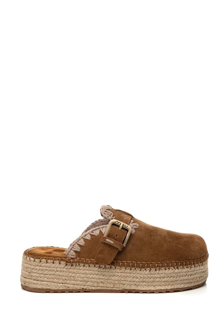Mou Brown Suede Slip-On Espadrille Shoes