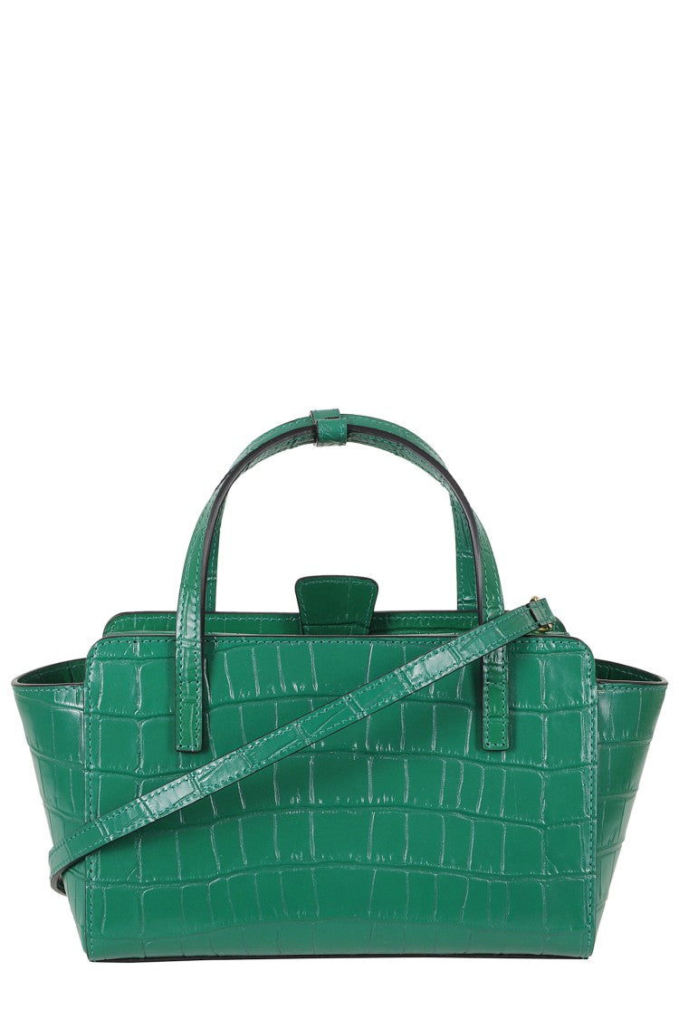 Hidesins Green Small Flap Double Handle Leather Handbag