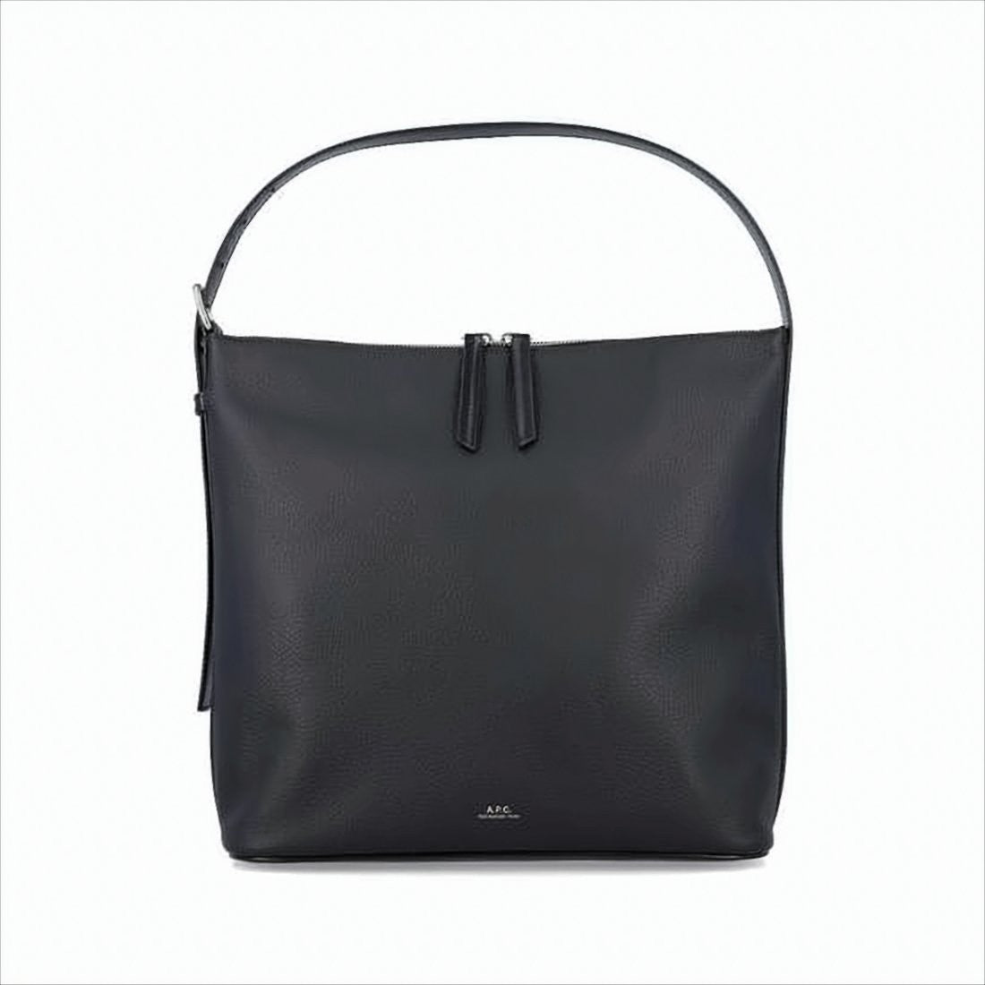 A.P.C. Minimalist Black Cowhide Leather Shoulder Bag