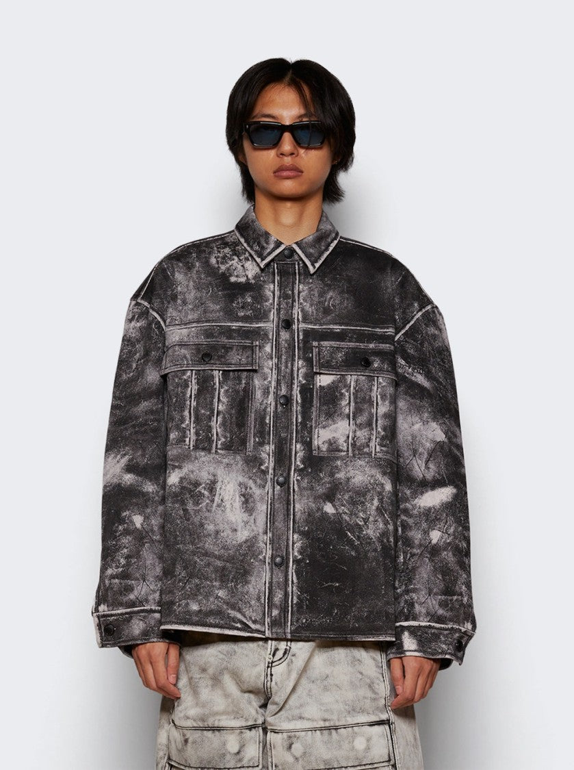 Alexander Wang Oversized Shirt Jacket Trompe Loeil Leather Effect Grey