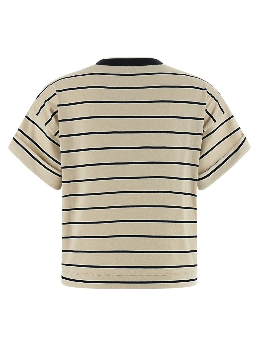 Brunello Cucinelli 'Shiny Trims' Striped Cotton T-Shirt